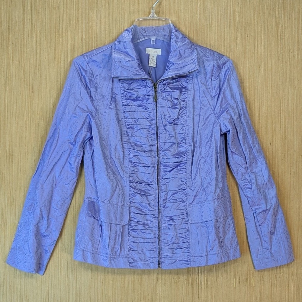 Chicos Jacket Lilac Purple Snakeskin Print Maximalism Water Resistant Small New